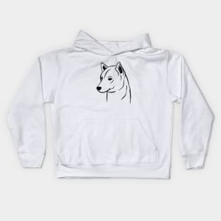 Shiba Inu (Black and White) Kids Hoodie